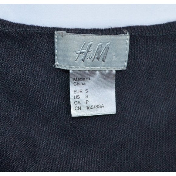 H&M Y2k Embellished Pearls Silk Blend Short Sleeve Sweater Gray Size S - Picture 4 of 4